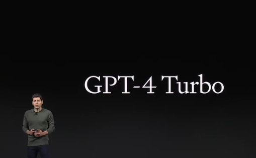 GPT-4 Turbo image of Sam Altman presenting